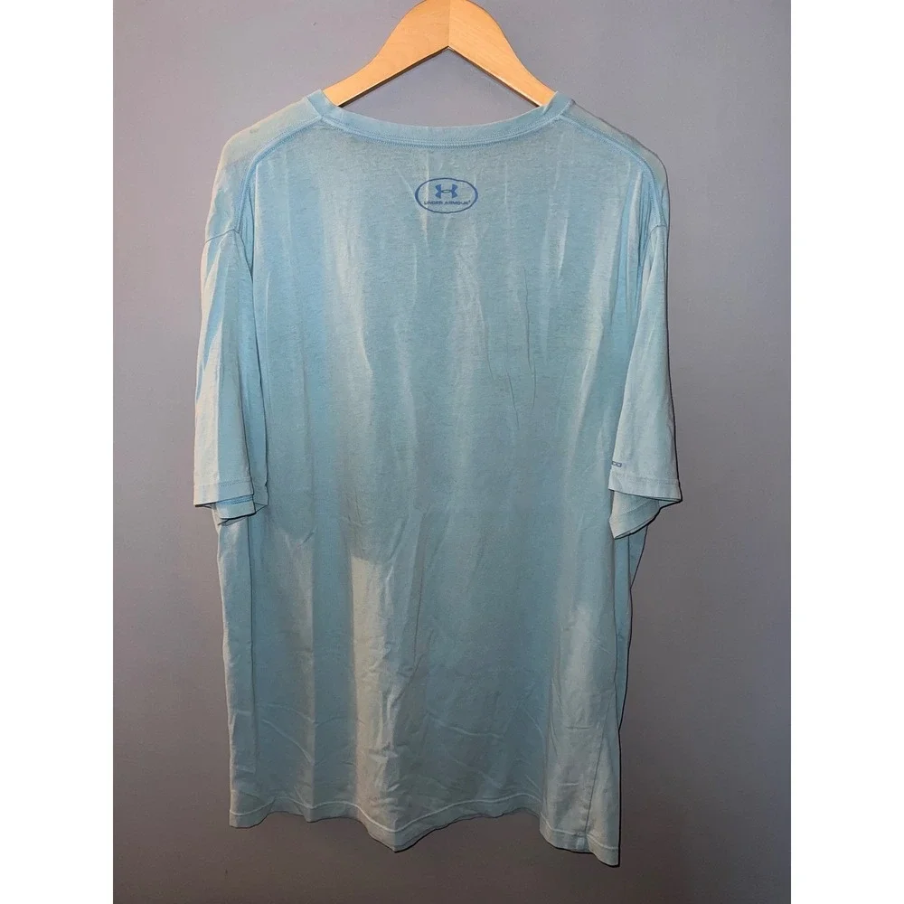 Under Armour Mens Charged Cotton HeatGear T-Shirt Light Blue Large Loose Fit